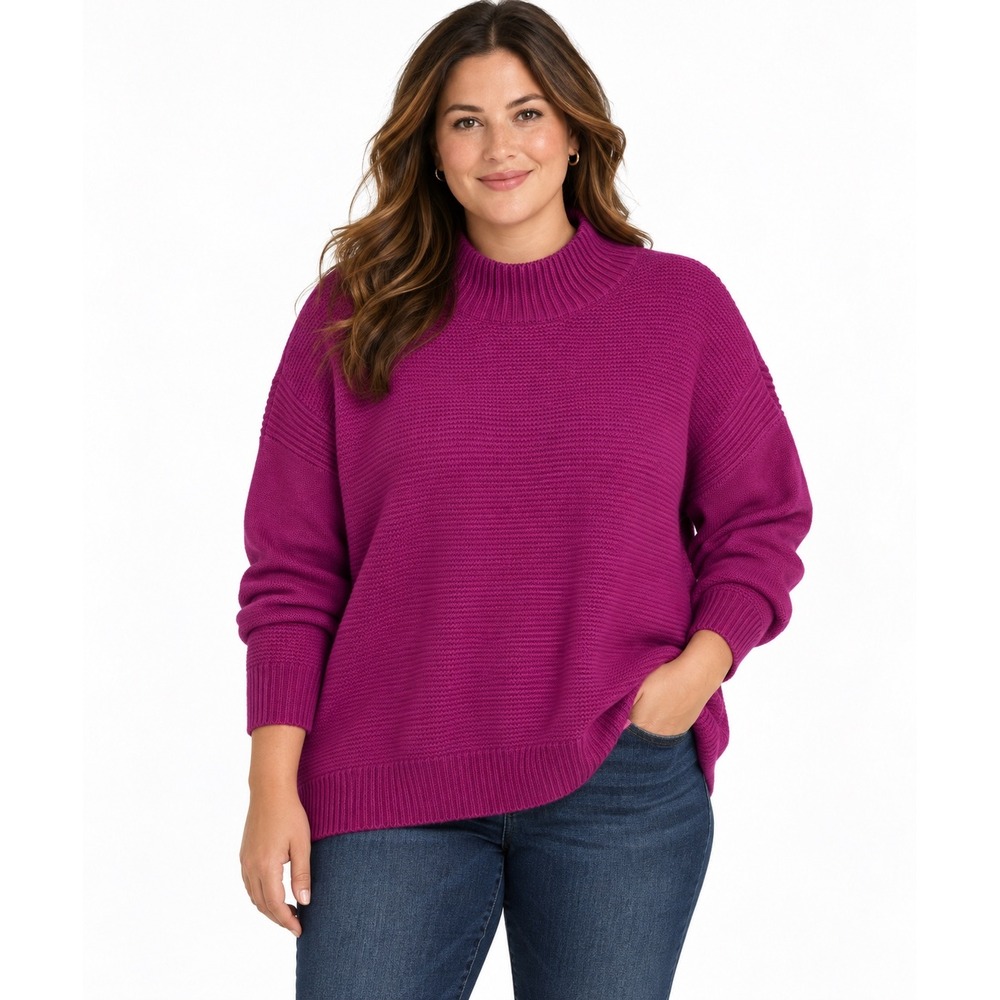 Talbots Woman Magenta Purple Lambswool Blend Mock Neck Sweater 2X NWT
